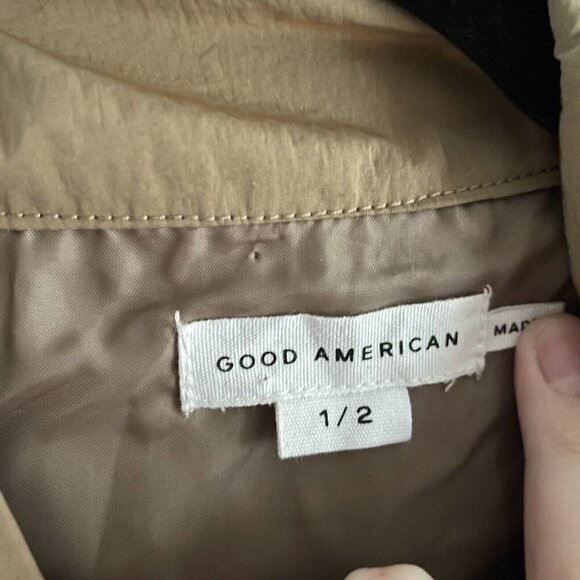 Good American Women Sz 1/2 US S/M Putty Nylon Slouchy Fit Essential Anorak NWT - Picture 11 of 13